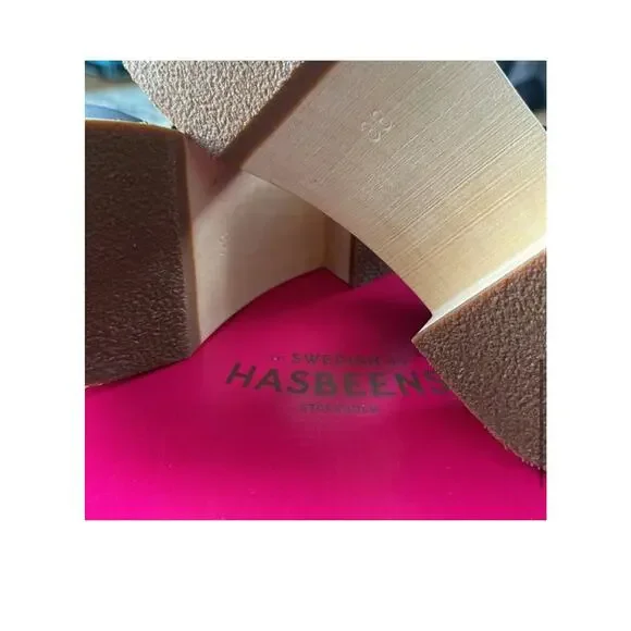 New $248 Womens 8 Covered Swedish Hasbeens Matte Black Clogs Mules Low 2” Heel - Picture 12 of 13